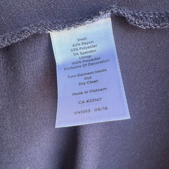 Talbots 3/4 Sleeve Scarf Tie Neckline Navy Blue Fit & Flare Dress Size 16 Petite - Picture 4 of 8